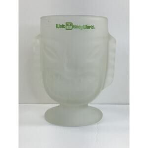 Vintage DISNEY Two Faced Polynesian Village 6" Tall Frosted Tiki Bar Mug/Cup